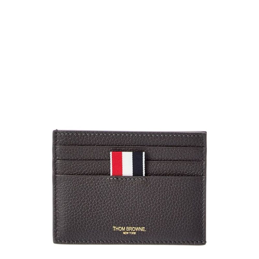 Thom Browne Leather Card Holder, Grey